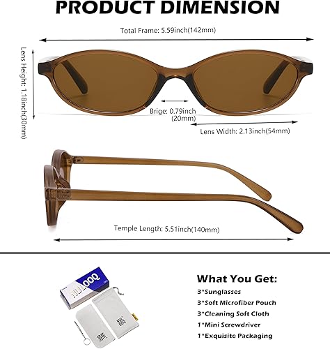 Miniatura 4 de NULOOQ Gafas de sol retro ovaladas estilo ojo de gato para mujer, Y2k, modernas, pequeñas, estrechas, de los años 90, gafas de sol de diseñador