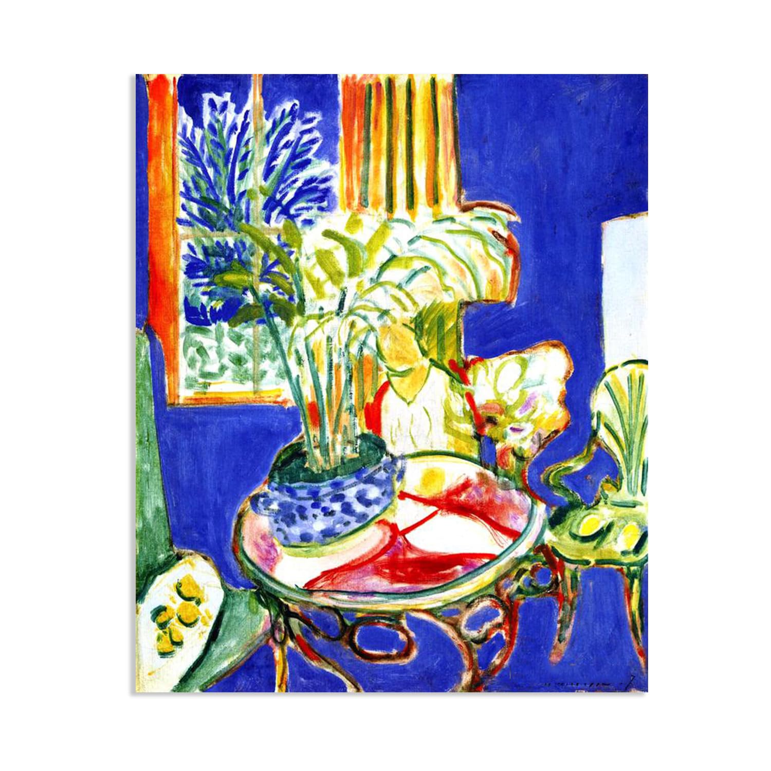 MYCGGDGH Henri Matisse Painting Reproduction Small Interior in Blue Henri Matisse abstract art canvas wall reproductions classic poster for living room Bathroom Office 80x60cm(31x24in) poster
