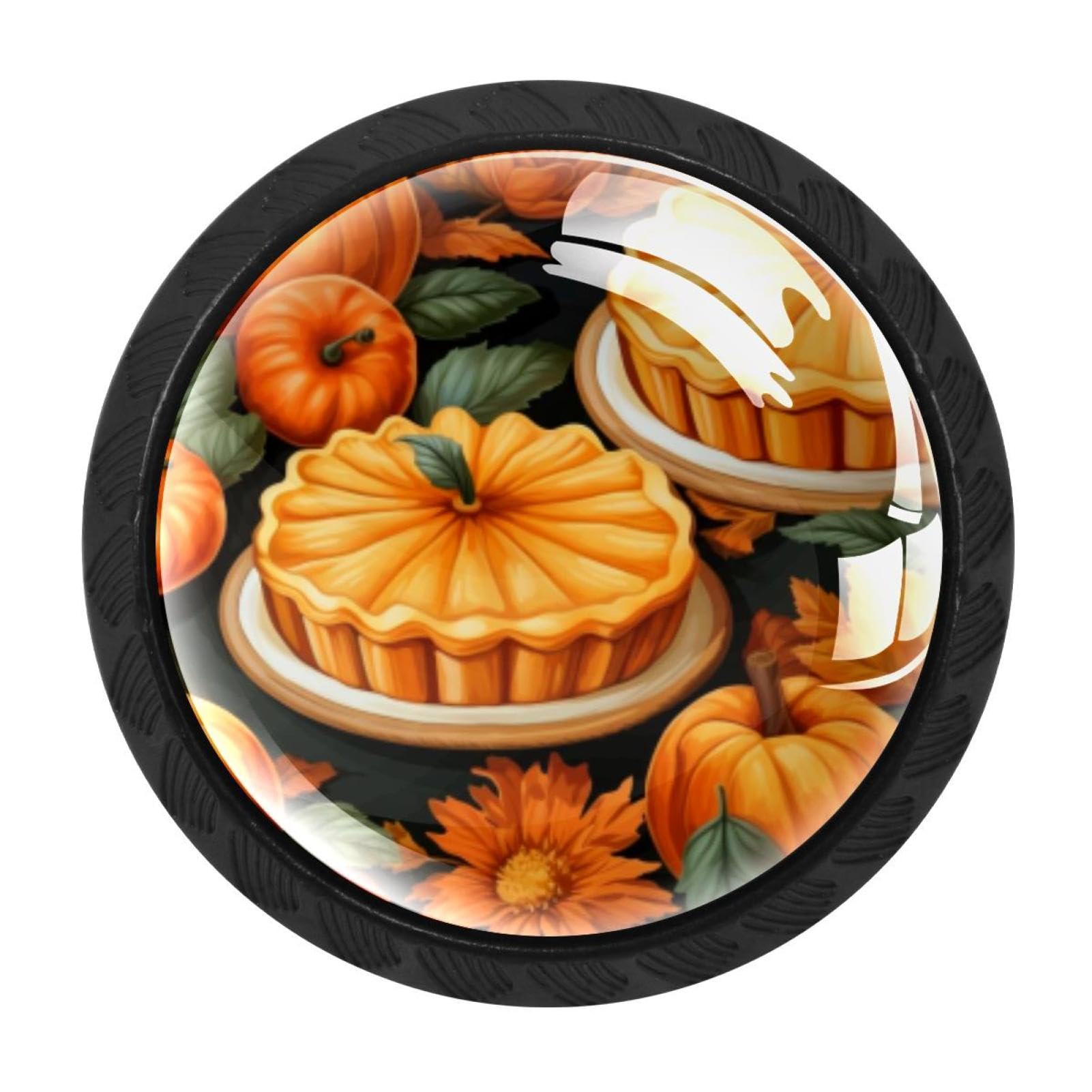 CHENZZZZ 4 Pack Black Thanksgiving Pumpkin Cabinet Pulls Kitchen Cabinet Handles Ideal for Cabinet,Drawer,Cupboard and Wardrobe