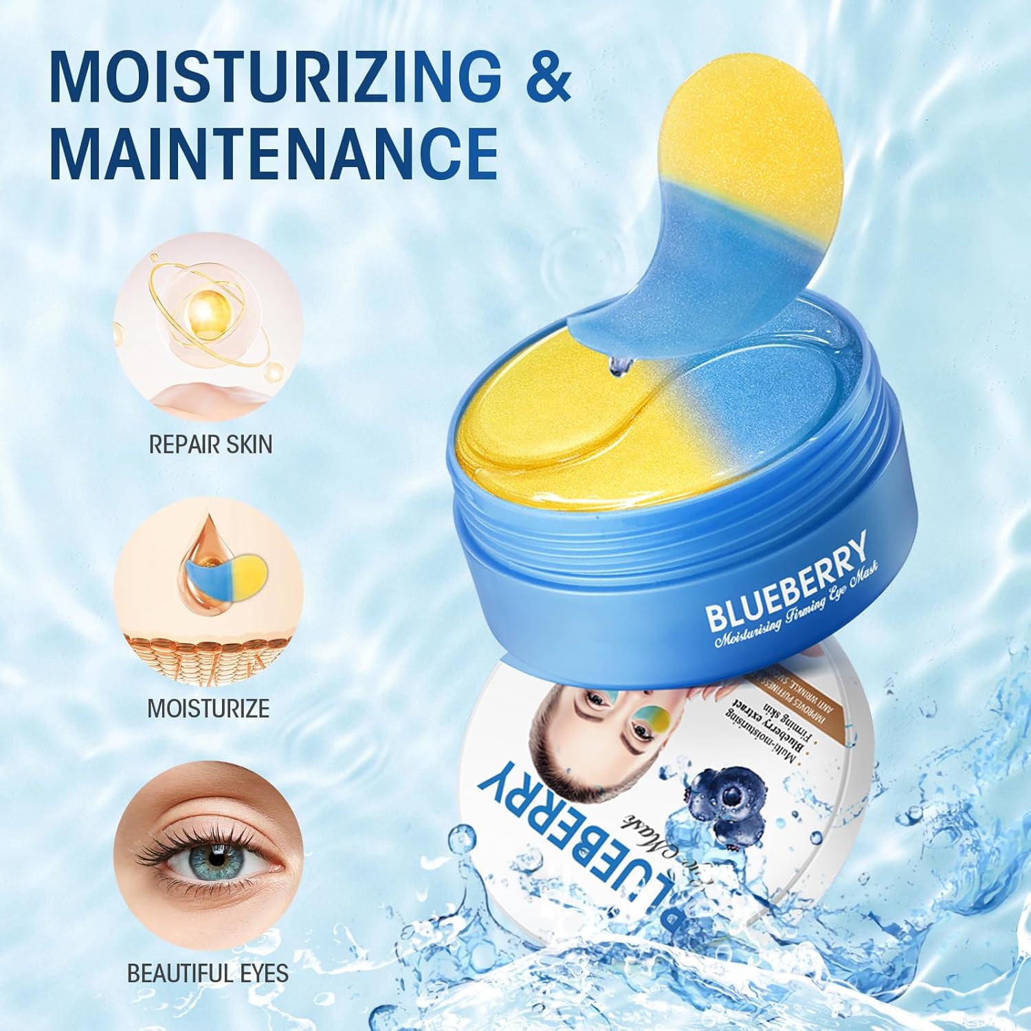 30 Pairs (60pcs) Under Eye Patches, Multi-Moisturizing Under Eye Mask Patches with Blueberry Extract,Cooling Eye Patches for Puffy Eyes and Dark Circles,Overnight Eye Patches for Night Shift Workers - Image 2