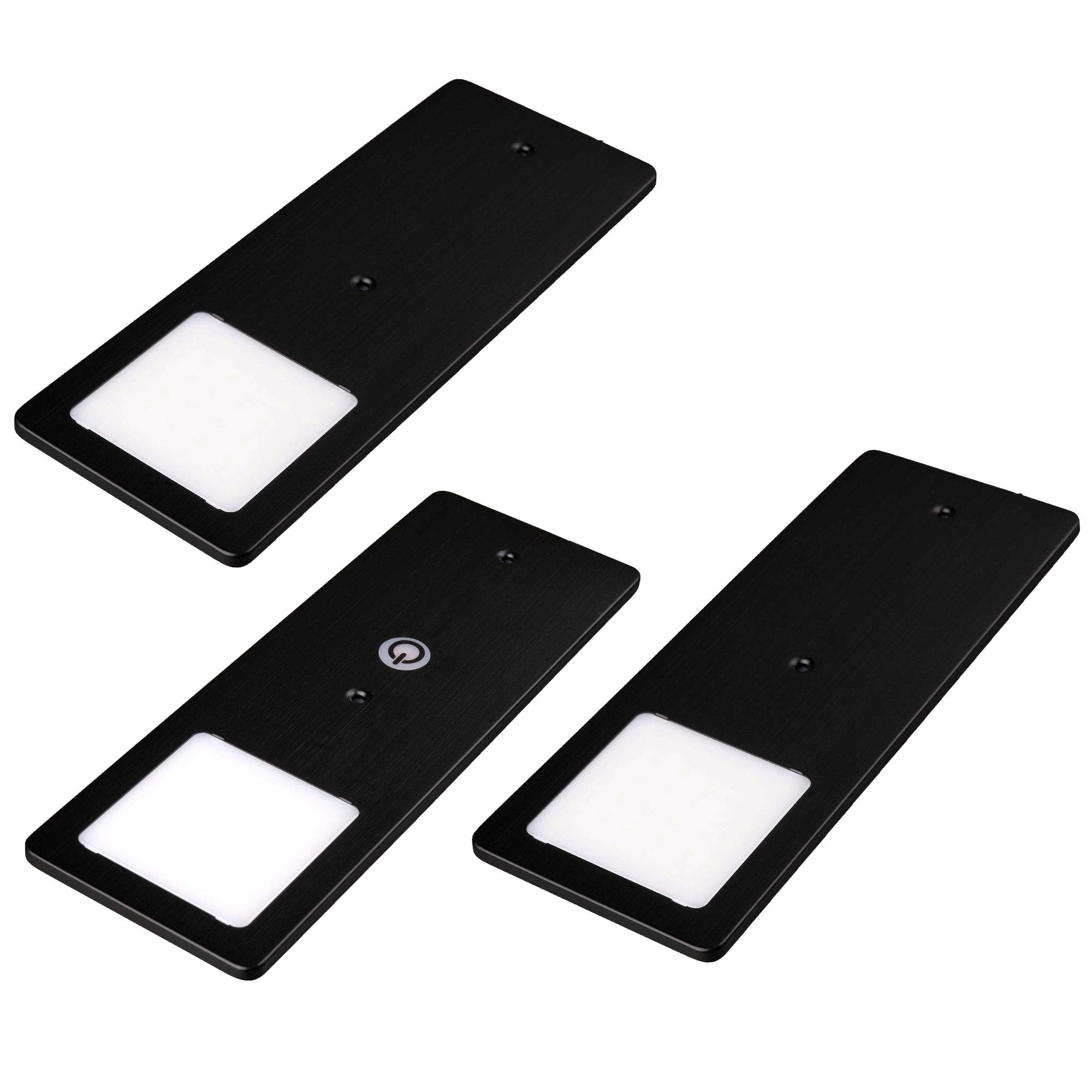 Kalb | Lámpara LED para parte inferior de muebles (5 W, muy planos, con función de atenuación táctil, 3 unidades, luz blanca neutra)