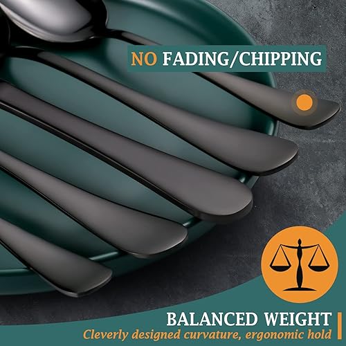 Miniatura 4 de Juego de cubiertos dorados, juego de cubiertos dorados de 30 piezas para 6, cuchillos de acero inoxidable, cucharas y tenedores, pulido con espejo,