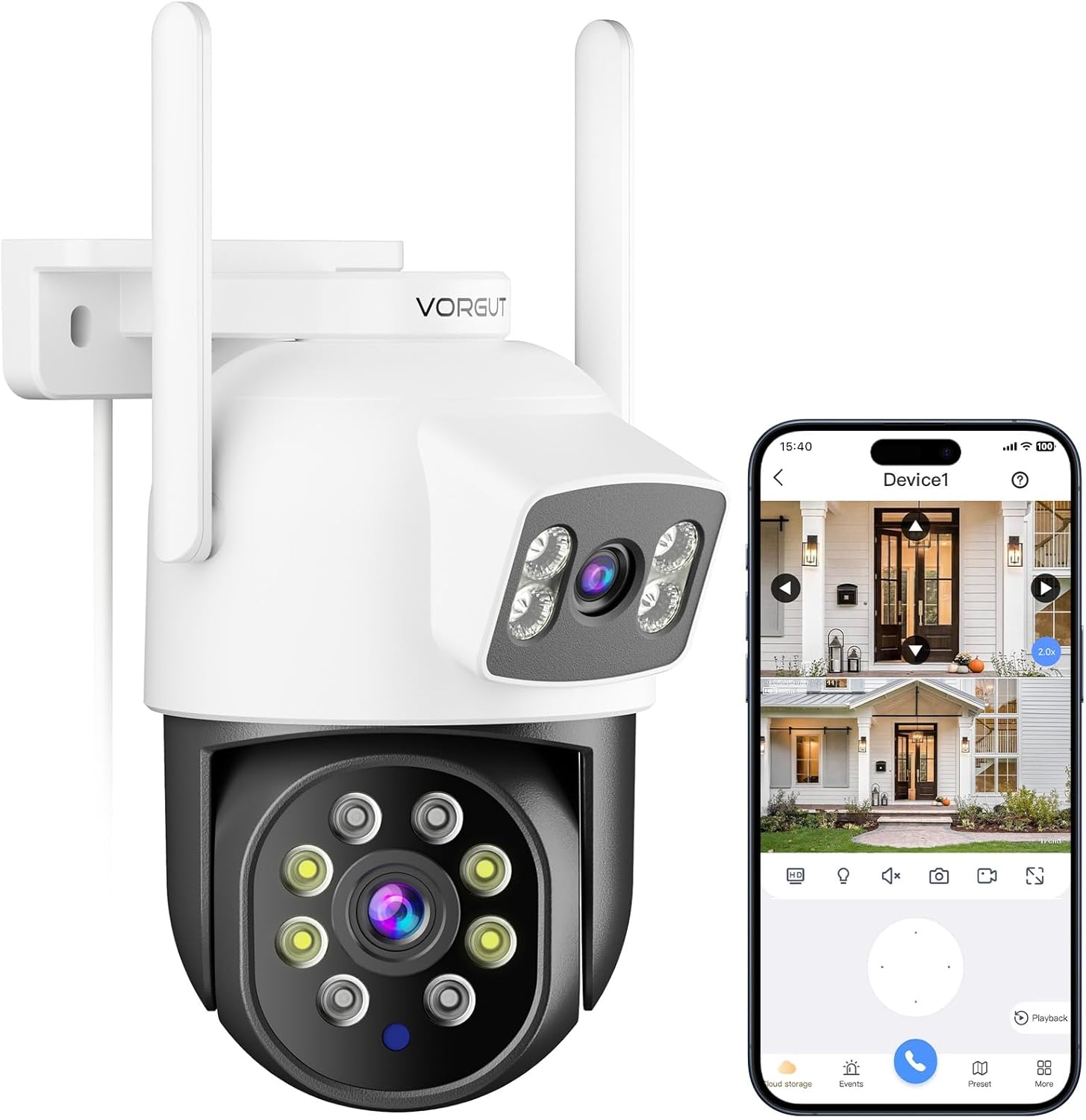 Security Camera Outdoor Wireless, Dual Lens 2K (3MP+3MP) 355° PTZ Home Security WiFi Camera Outside Surveillance Indoor, 2.4G WiFi, PIR Human Detection, Auto Tracking, Color Night Vision, Black