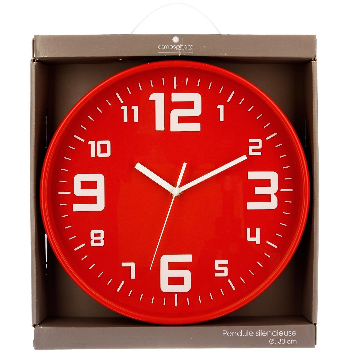 Image secondaire de Atmosphera Horloge Pendule Murale silencieuse - Diamètre 30 cm - Coloris Rouge