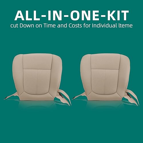 Miniatura 6 de AUTOKAY Funda de asiento perforada para conductor y pasajero para Ford F150 F250 Lariat 2011-2016 - Bronceado