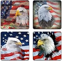 Vista 1 de American Eagle - Juego de 4 posavasos cuadrados de goma reciclada