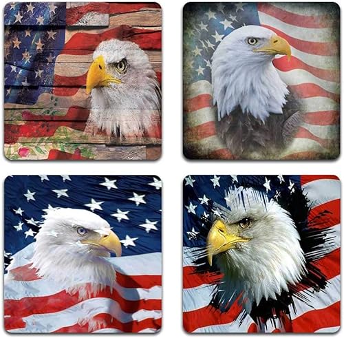 American Eagle - Juego de 4 posavasos cuadrados de goma reciclada