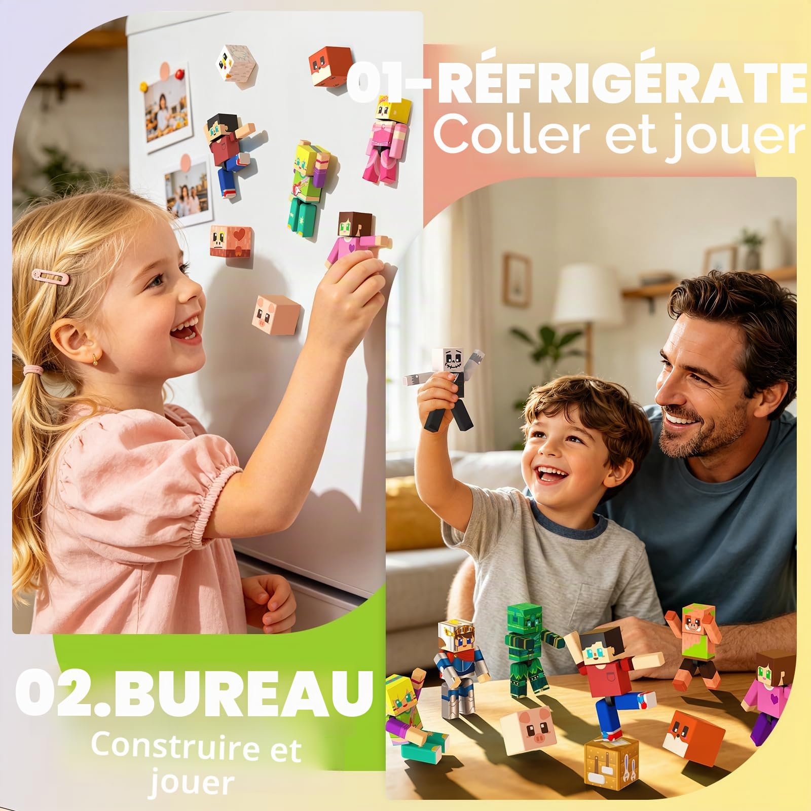 GraceDuck 40 Pièces Magnétiques Figurines et Cube Magnétique, Action Figures Pivotantes, Jouets STEM Montessori pour Enfants, Cadeau pour Garçons et Filles dès 3+ Ans