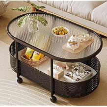 Movable Table, Living Side Table Storage Shelf, Multifunctional Coffee Table Low Table with Casters, Space Saving, Scratch Resistant, for Living Room Bedroom Hotel 70*40*50cm, Black + Long
