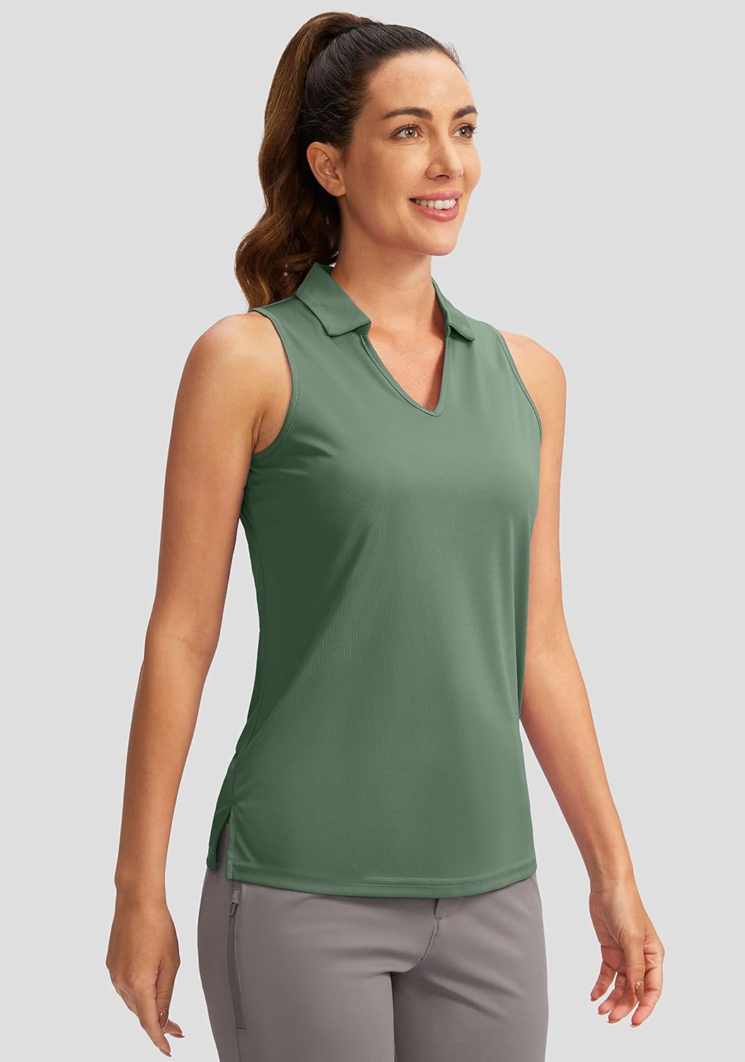 SANTINY Women's Sleeveless Golf Shirt V-Neck Tennis Tank Tops Collared Golf Polo Shirts for Women - Image 5