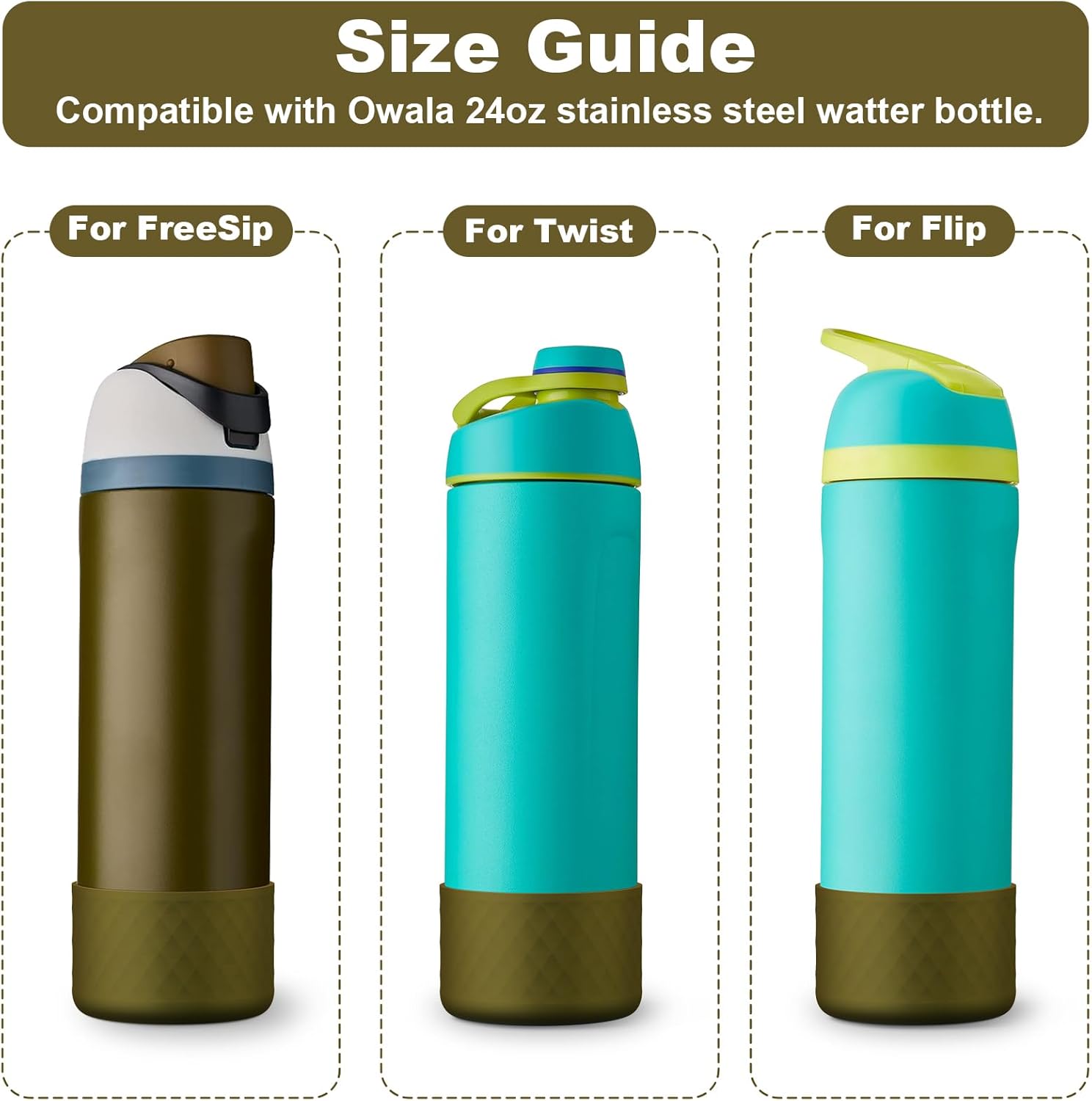 Silicone Boot for Owala Water Bottle, 2PCS Anti-Slip Protective Sleeve for FreeSip/Twist/Flip Water Bottles, BPA Free, Dishwasher Safe, Bottom Bumper Cover Cup Accessories - Image 2