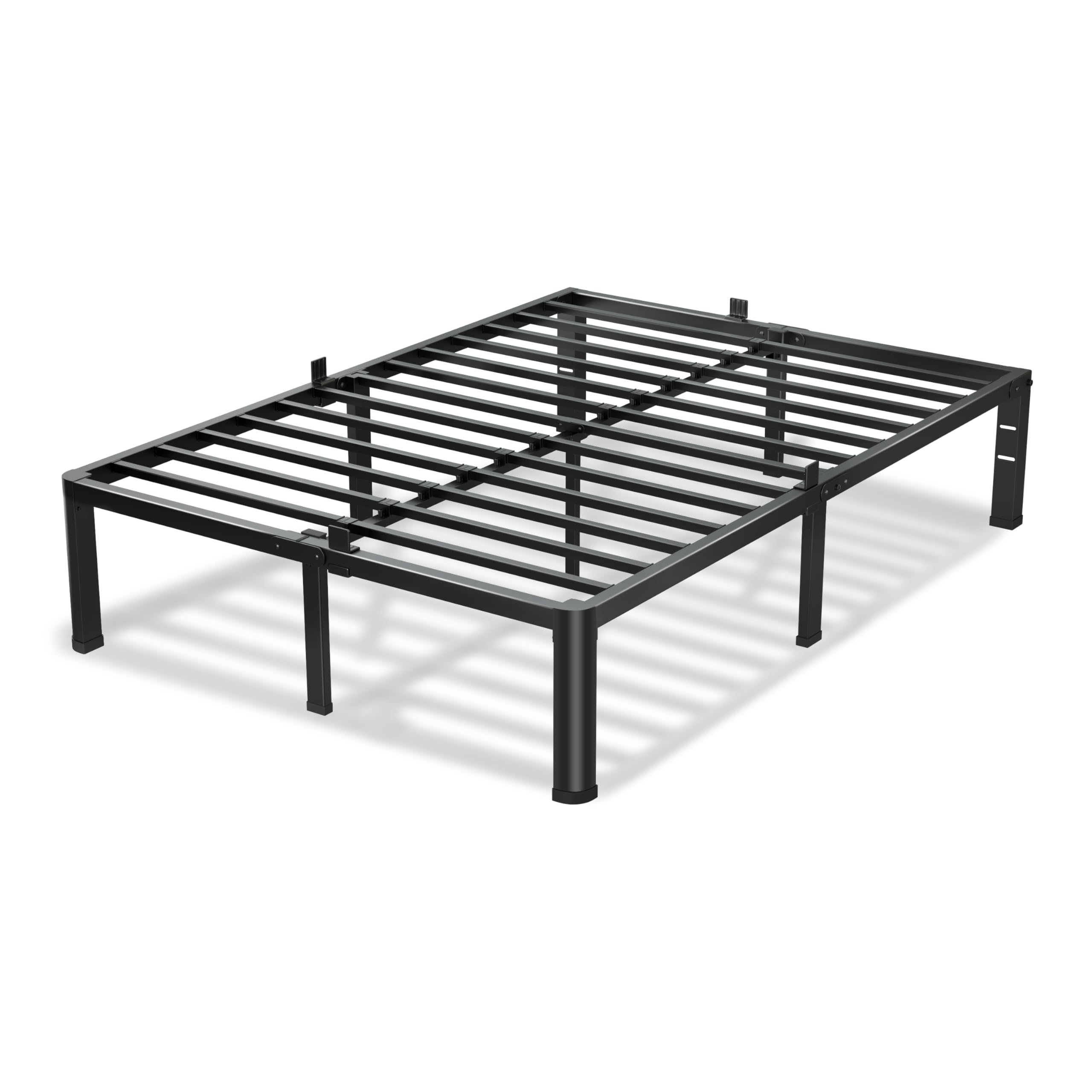 VIPSHOW 12 Inch King Size Bed Frame, 3500Lbs Heavy Duty Metal Platform with Round Corner Legs Mattress Slide Stopper, Steel Slat Support No Box Spring