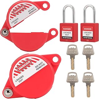 Gate Valve Lockout with Safety Padlock, Hose Bib Lock for Water Spigot/Outdoor Water Faucet/Propane Tank, Suited for 1 to 2-1/2 in Dia Valve Handles,OSHA Compliant(2 Pack)