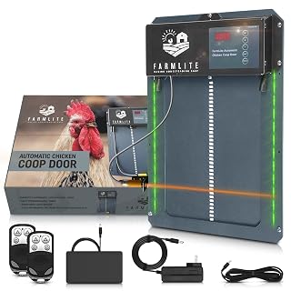 FarmLite Automatic Chicken Coop Door Opener | Non-Battery Powered Automatic Chicken Door | Automatic Coop Door with Timer and Light Sensor | USA Brand - Amazon product rated Grade A