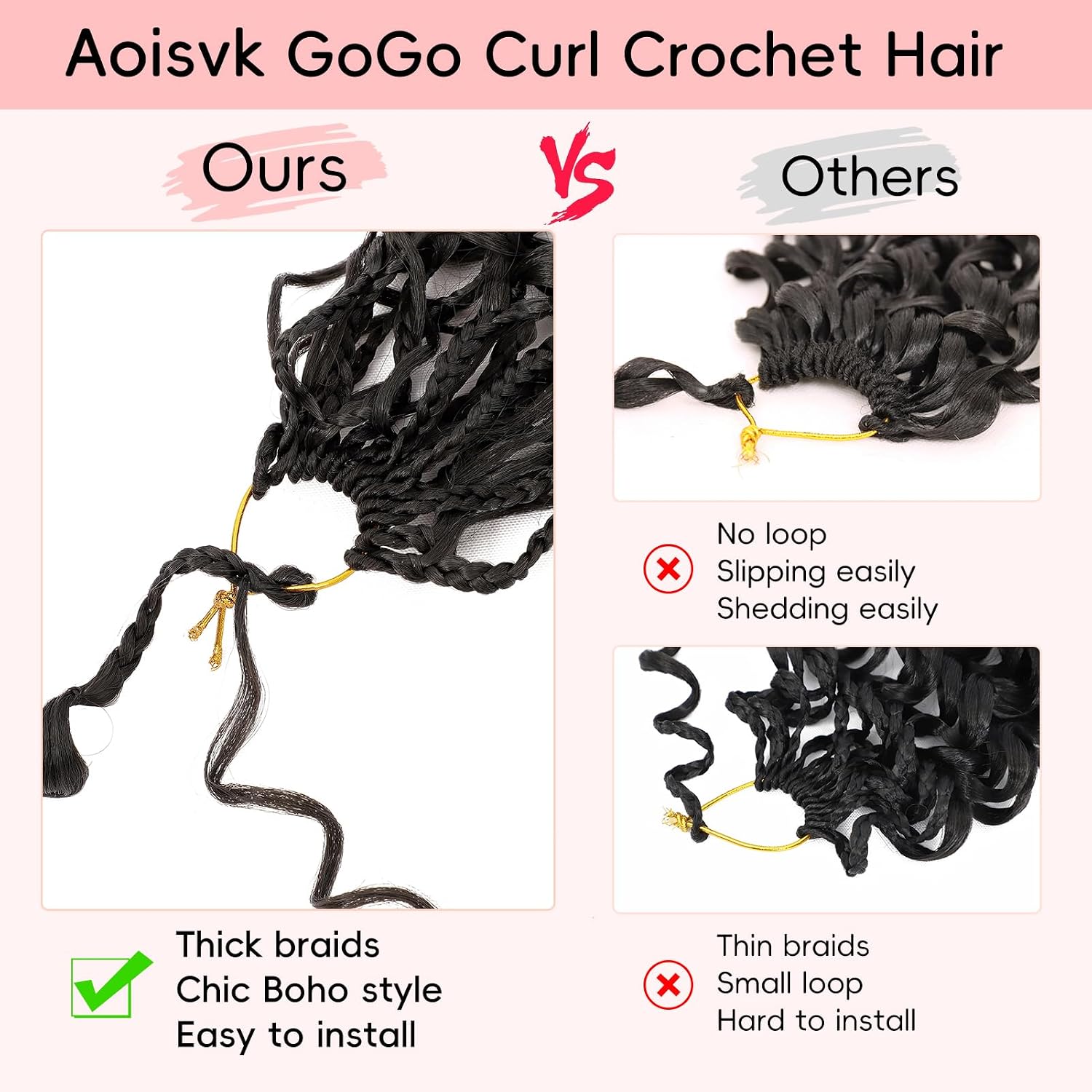 GoGo Curl Crochet Hair Pre twisted 10 Inch 8 packs Short Curly Crochet Hair for Women Pre looped Boho Box Braids with Curly Ends Beach Curl Water Wave Synthetic Hair Extensions 1B