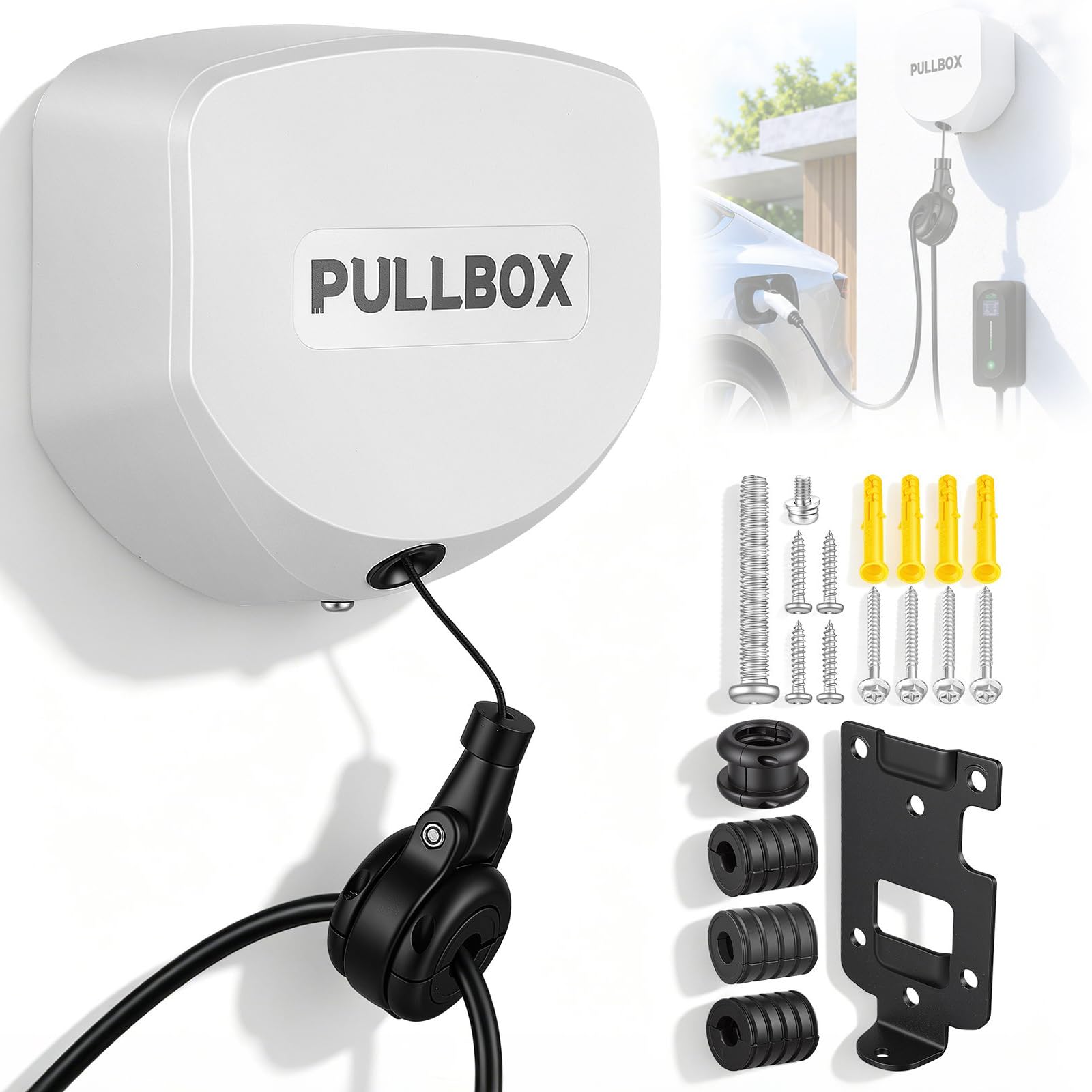 Avvolgicavo, Supporto Automatico per Cavo Wallbox Supporto con Cavo Retrattile Avvolgicavo per Ricarica EV a Parete per Cavi Gestione Automatica dei Cavi per Veicoli Elettrici