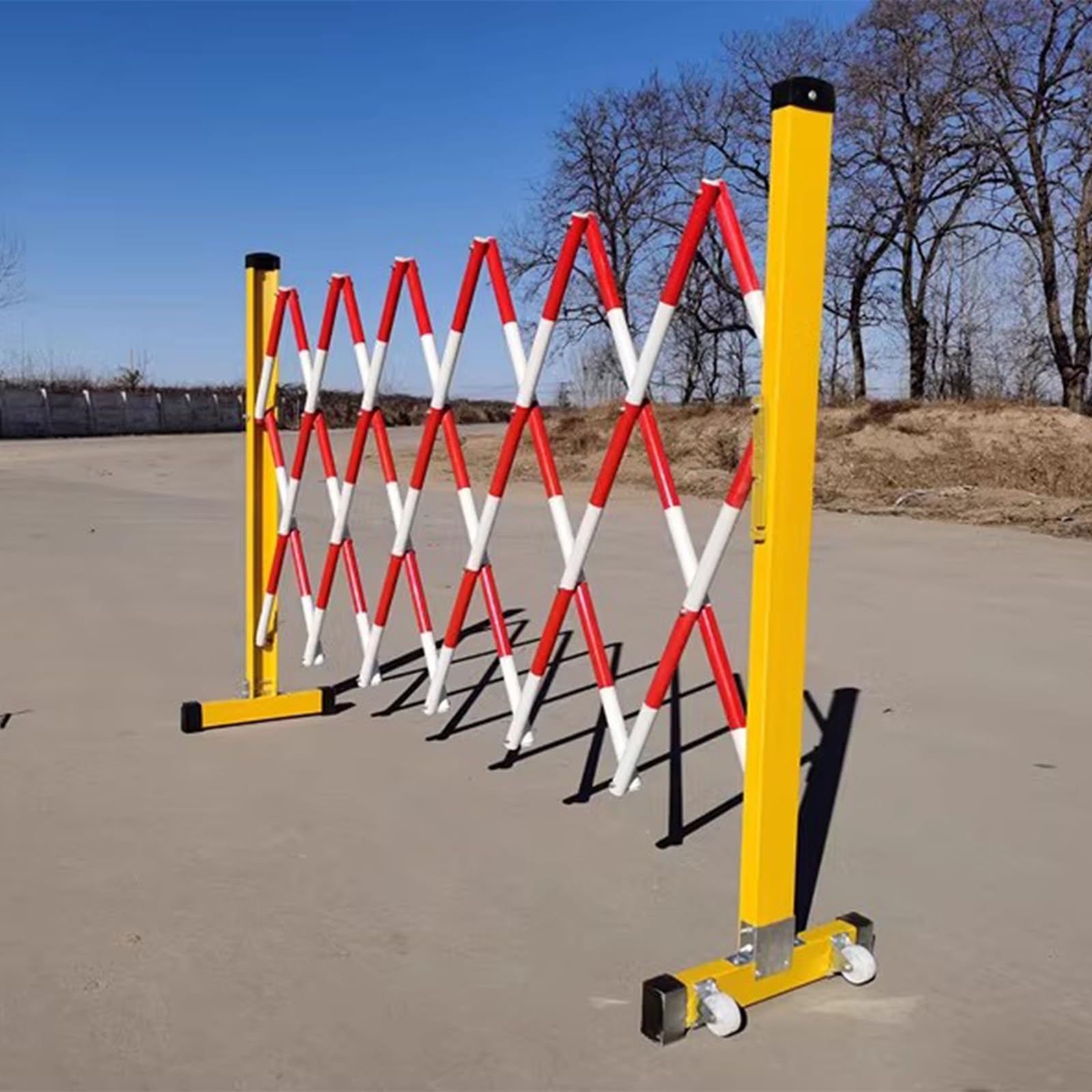 ASerZenith Expandable Mobile Barrier Traffic Fence, Industrial Expandable Barricade Portable Security Barrier Flexible Mobile Barrier Gate For Construction Site Elevator Outdoor Road,Red-1.2X3M