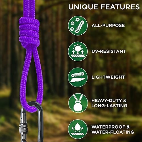 Vista 135 de TECEUM Cuerda – 90 pies x 1/4 pulgadas (0.276 in) – Verde militar – Cuerda fuerte multiusos – Camping, manualidades, asta de bandera