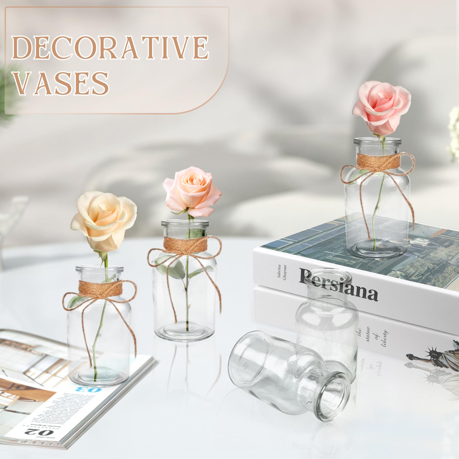 CHRI 12 jarrones pequeños para decoración de mesa, mini jarrones de cristal para bodas, casas, cumpleaños o fiestas