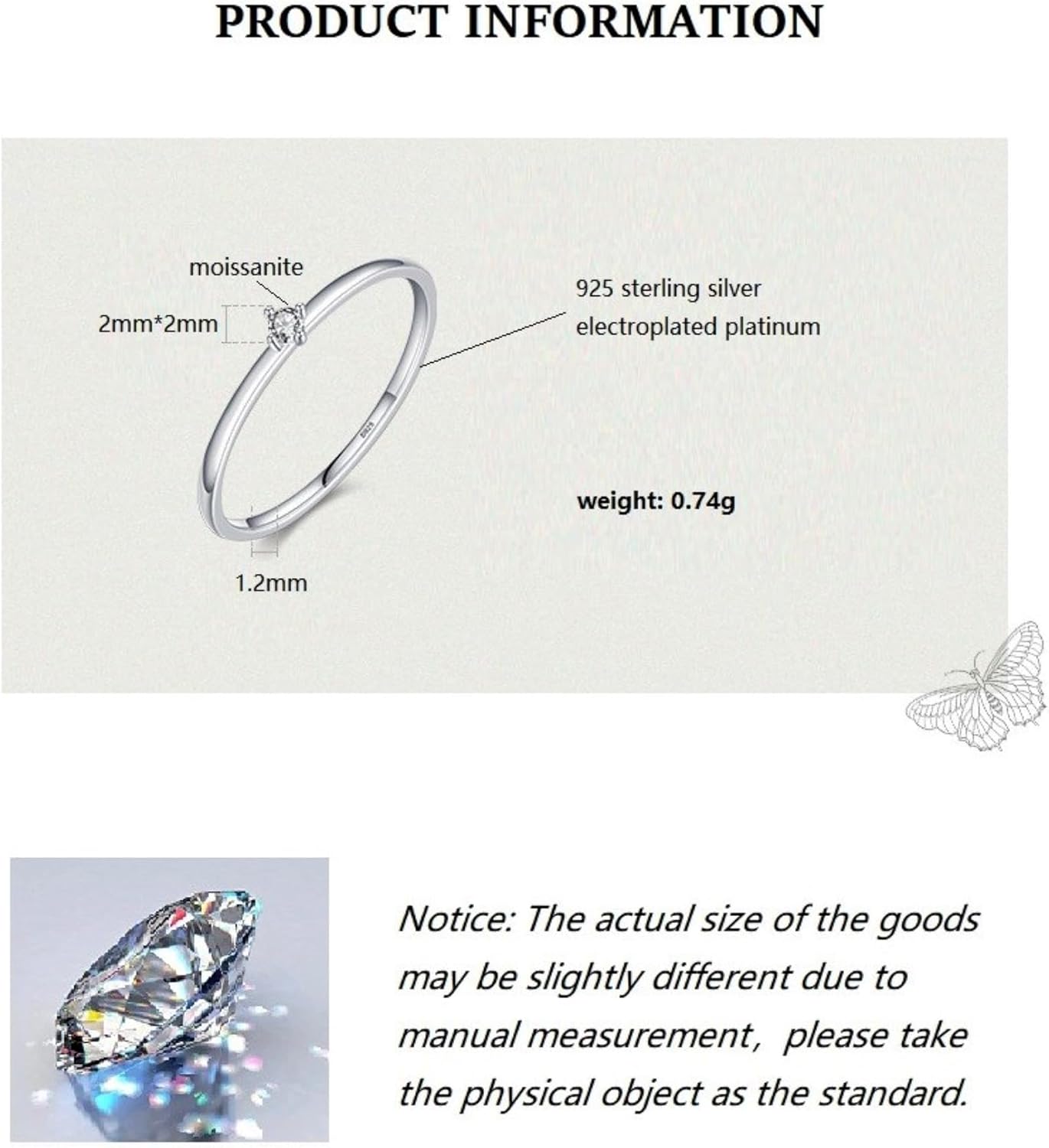 Round Brilliant Cut Solitaire Lab Created Diamond Moissanite Engagement Ring, 925 Sterling Silver/Gold Plated Solitaire Ring Promise Wedding Rings for Women