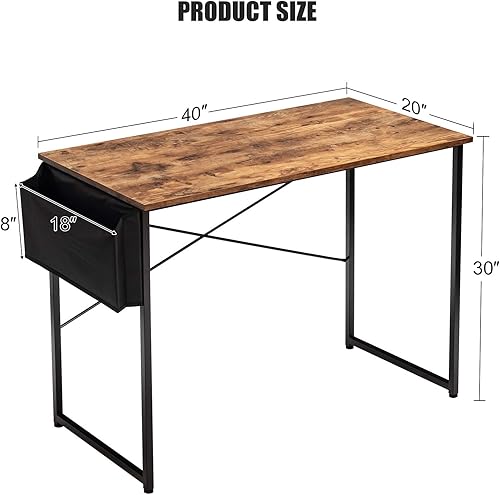 Miniatura 2 de Toolsempire Mesa de escritorio para computadora, escritorio de computadora de oficina en casa de 40 pulgadas con bolsa de almacenamiento, escritorio