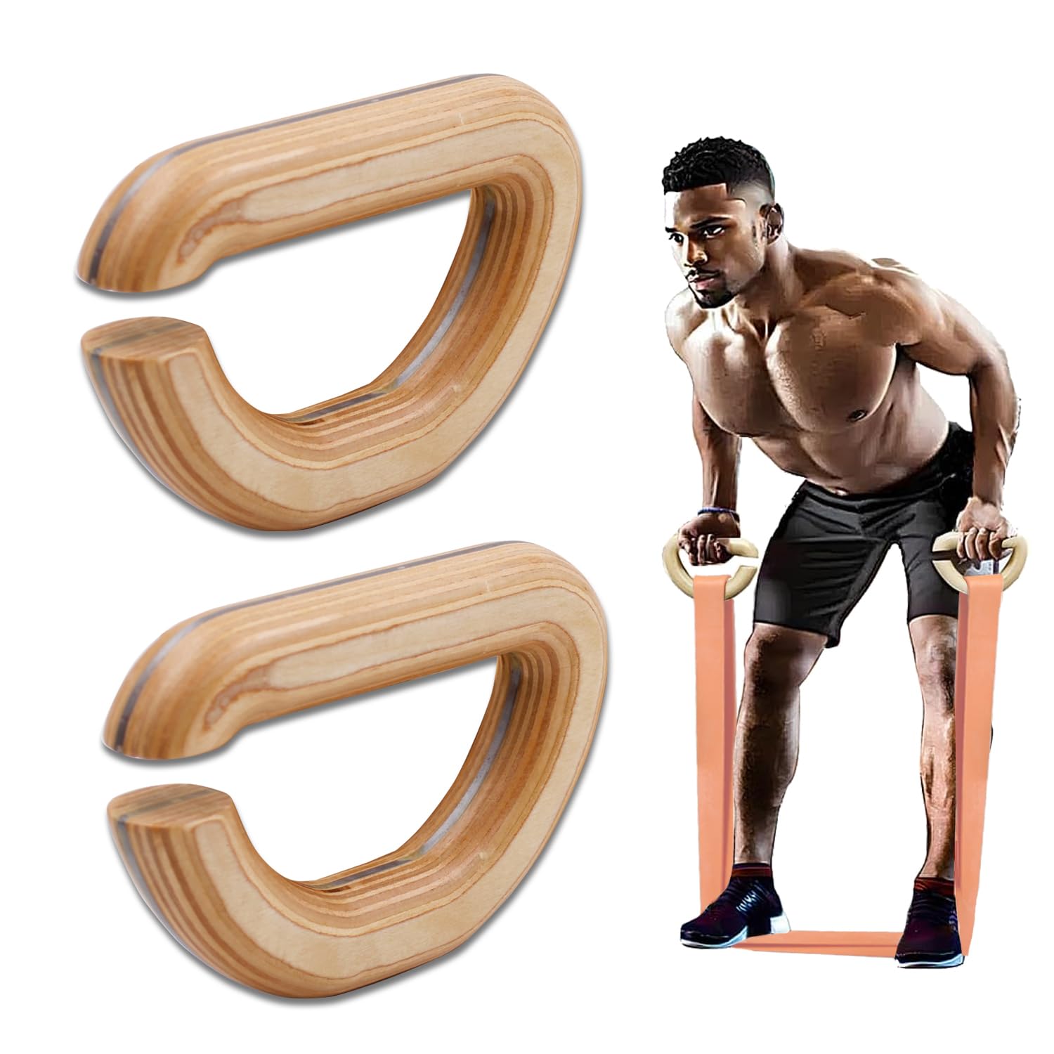 Lights Mountain Wooden Resistance Bands Handles Versatile Exercise Handles with Anti-Slip Grip Tapes for Elastic Band Workouts Home Gym Strength
