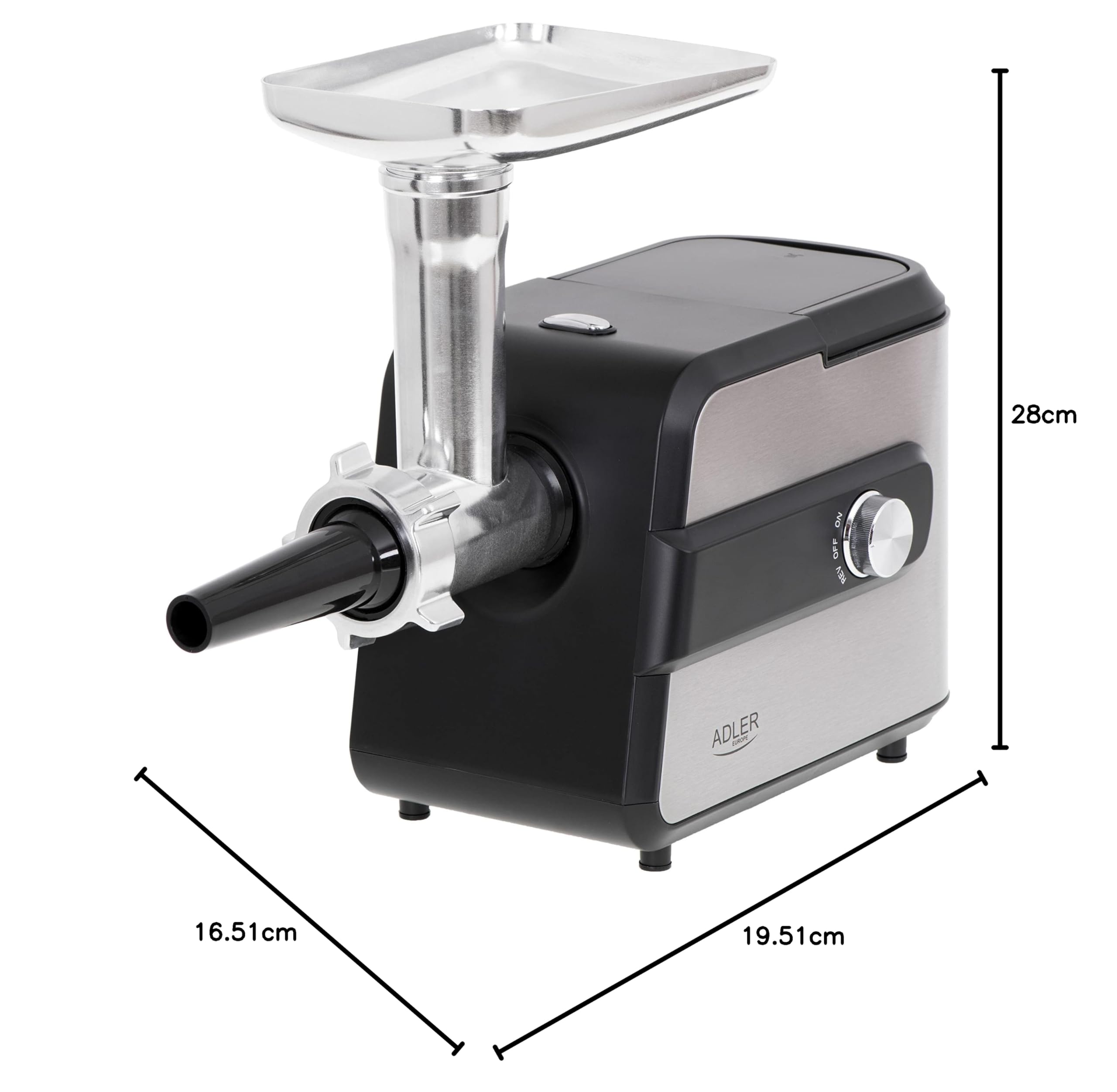 Adler AD 4813 - Picadora de carne nº 5 con rebanadora, 2000 W, máquina picadora de carne picada con carcasa de acero inoxidable, para carne y verduras