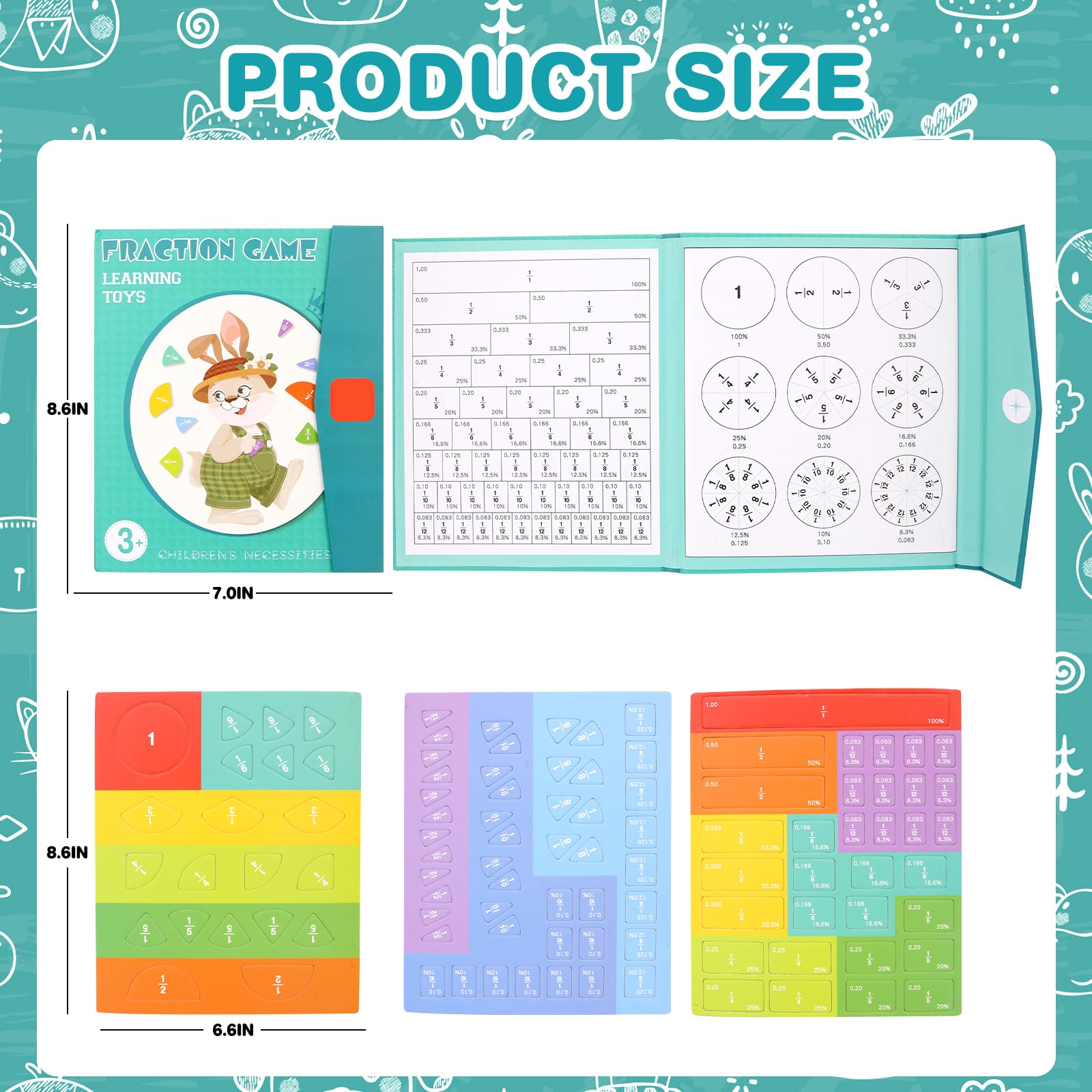 Jeu Magnétique Fractions - Puzzle éducatif Aimanté - Apprentissage Fractions Et Pourcentages