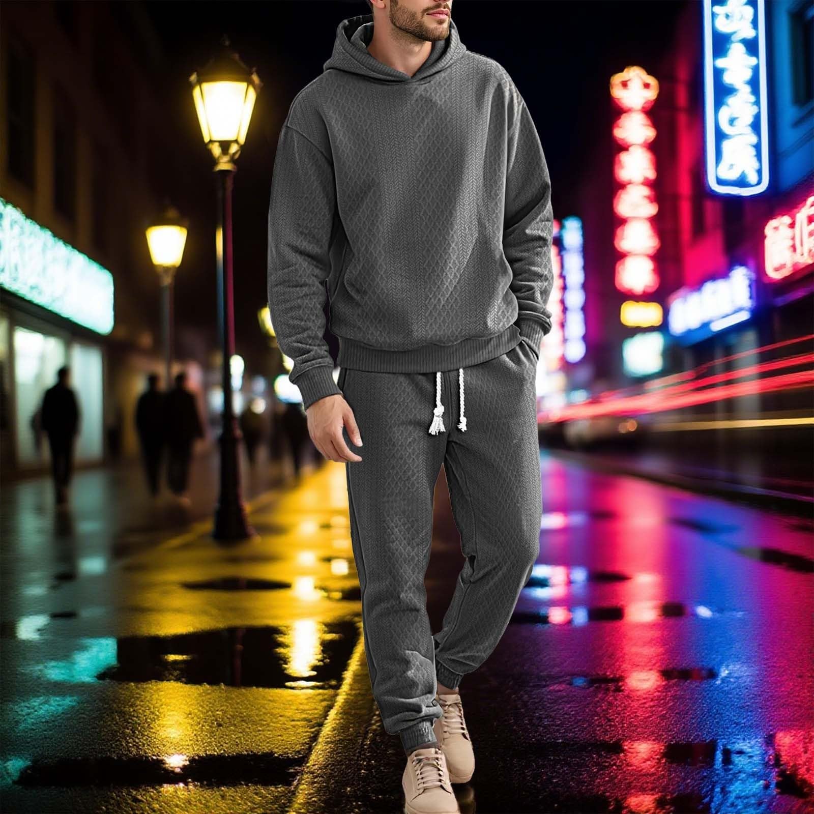 Sudadera para hombre, holgada, informal, deportiva, manga larga, jacquard, con capucha, ropa de calle, uso diario, trotar