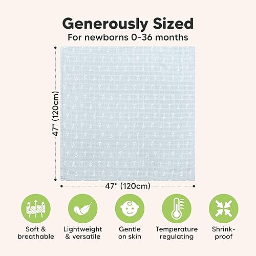 Miniatura 3 de Paquete de 4 mantas de muselina para niños y niñas, mantas orgánicas de bebé para recién nacidos, suaves y transpirables, mantas de bebé para niñas,