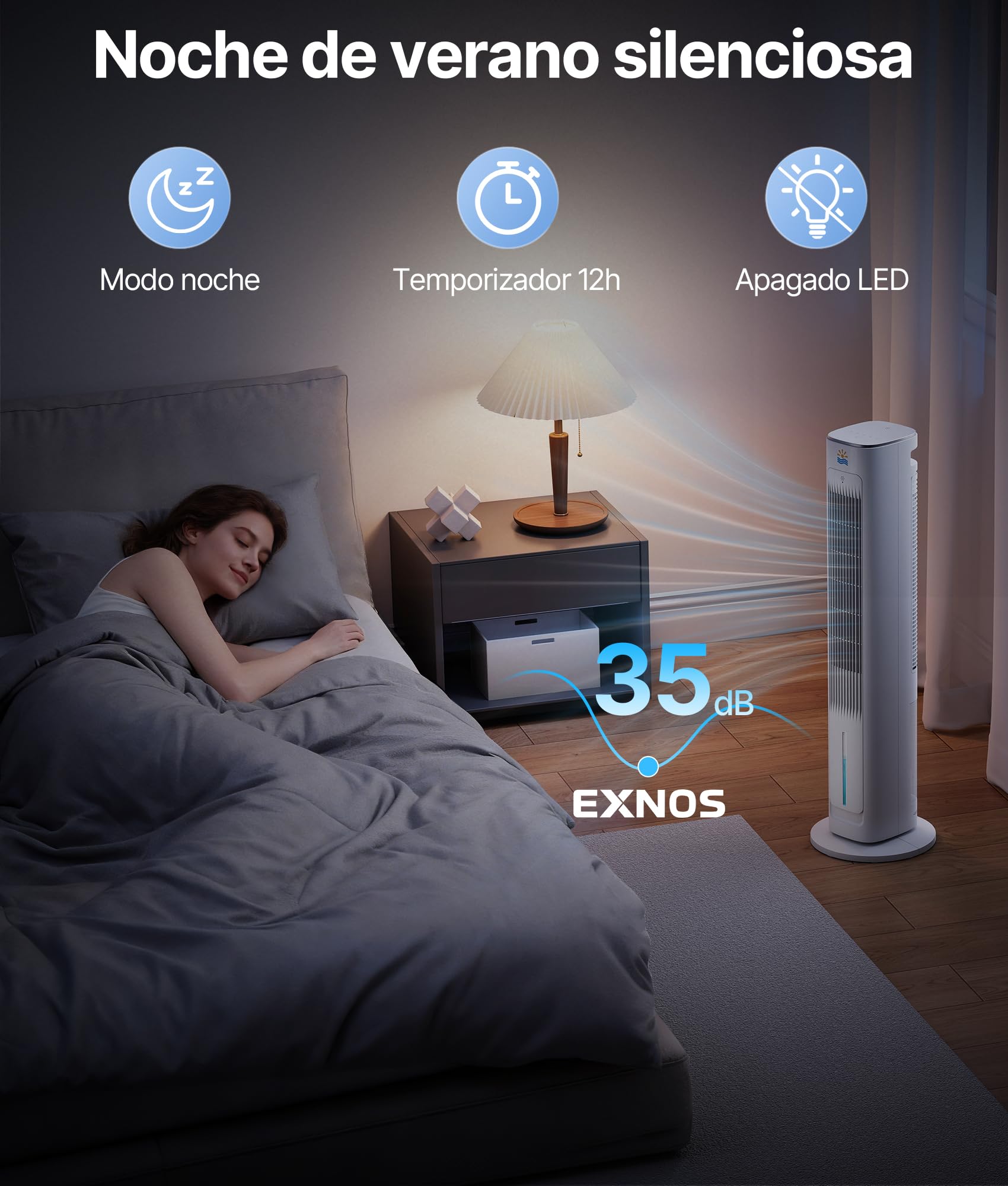 Climatizador Evaporativo Portátil- Alternativa al Aire Acondicionado Portatil Enfriador de Aire Silencioso,3 Modos, Temporizador 12H, Mando, Blanco
