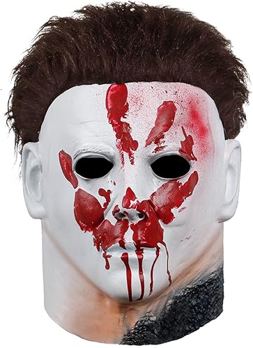 Halford Halloween Michael Myers Mask, Scary Full Head Mask, Latex Creepy Face Masks Cosplay Costume Party Props for Adults
