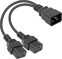 Vista 8 de SinLoon Cable de alimentación IEC 320 C20 a C13+C19, C20 macho a C13+C19 Y adaptador divisor Cable de alimentación para impresora de computadora