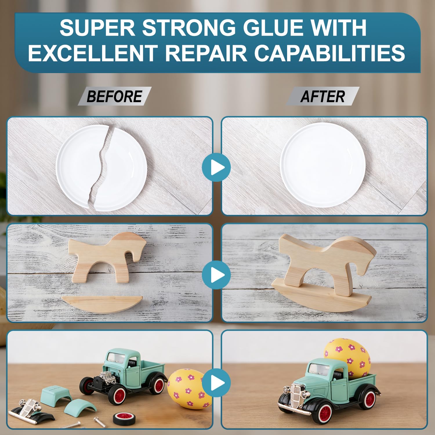 Colla Super - Professionale Super Glue con Testa Antiessiccazione, Trasparente Extra Forte Colla per Plastica, Metallo, Legno, Vetro, 30g - 5