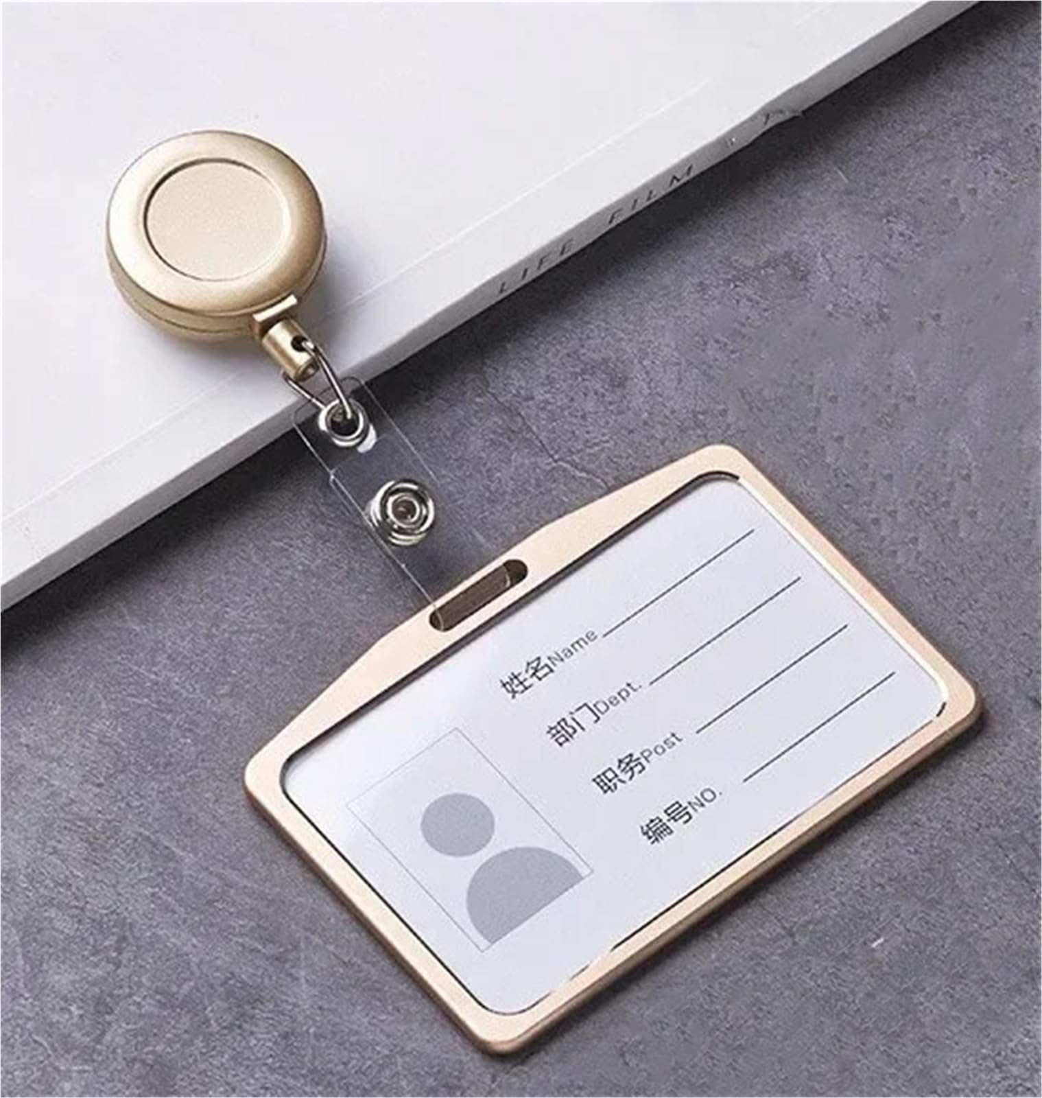 Lot de 15 porte-badges en alliage d'aluminium pour carte de travail, porte-badge, étui de protection pour employés de bureau (rose)