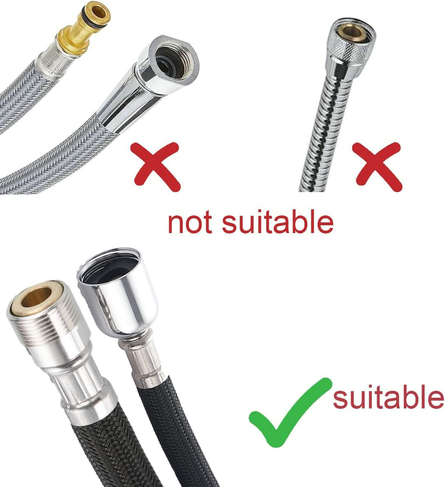 Tubo Di Ricambio Per Rubinetto Cucina Estraibile – 1,5 M In Acciaio Inox, Attacco G1/2 Per Testa Spruzzatore, Non Universale