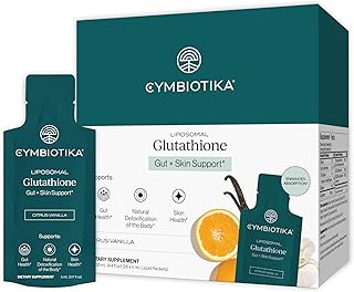CYMBIOTIKA Liposomal Glutathione with PQQ & CoQ10, Reduced Glutathione 150 mg, Natural Antioxidant for Men & Women, Organic Citrus Berry Flavor, 5mL Pouches (Pack of 25)