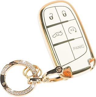 Key fob Cover,Soft TPU Key Shell,Car Accessories Key Shells Key Case with Key Chain,Car Key Case Car Key Shell Protection,Remote Smart Key Case,Car Key fob Cover(for Jeep a)