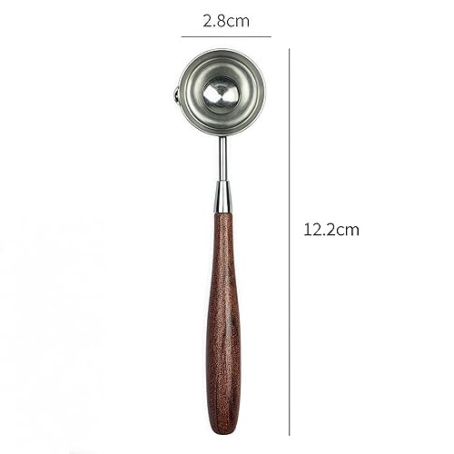 Miniatura 3 de Mceal Cuchara de sello de cera inoxidable con mango de madera 3 piezas
