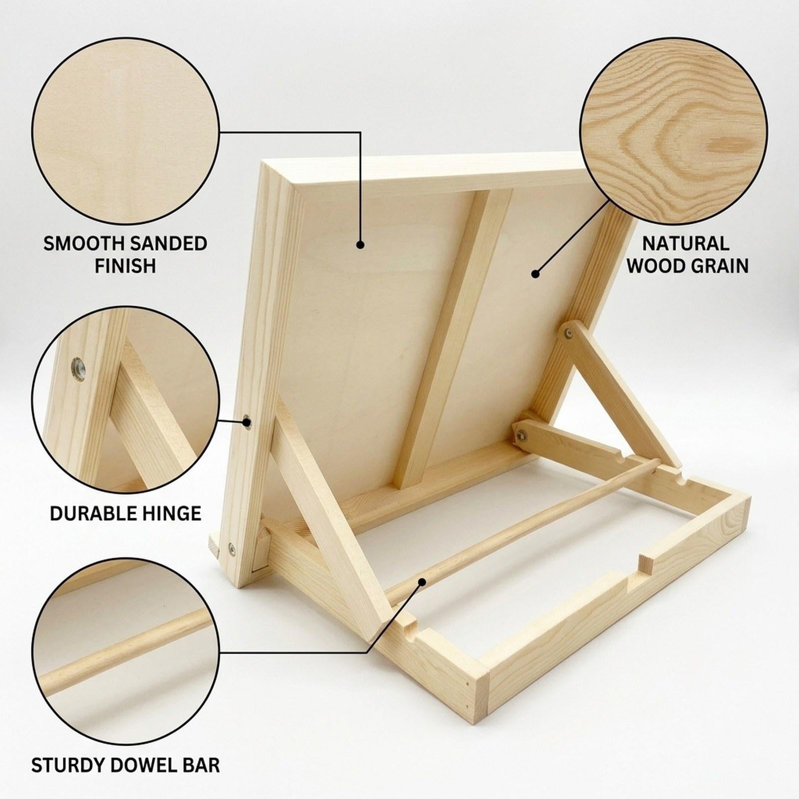 Chevalet de Table en Bois, Pliable et Polyvalent, avec Support de Présentation pour Peintres et Débutants, 23 cm x 33 cm