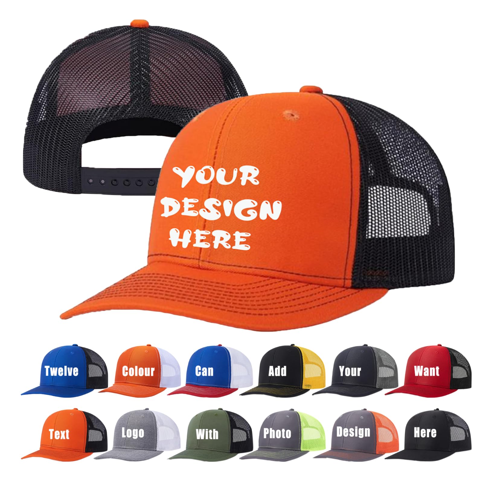 Custom Baseball Cap Bulk Custom Hat for Man Woman Design Your Custom Trucker Hats Add Text Logo Photo Personalized Cap
