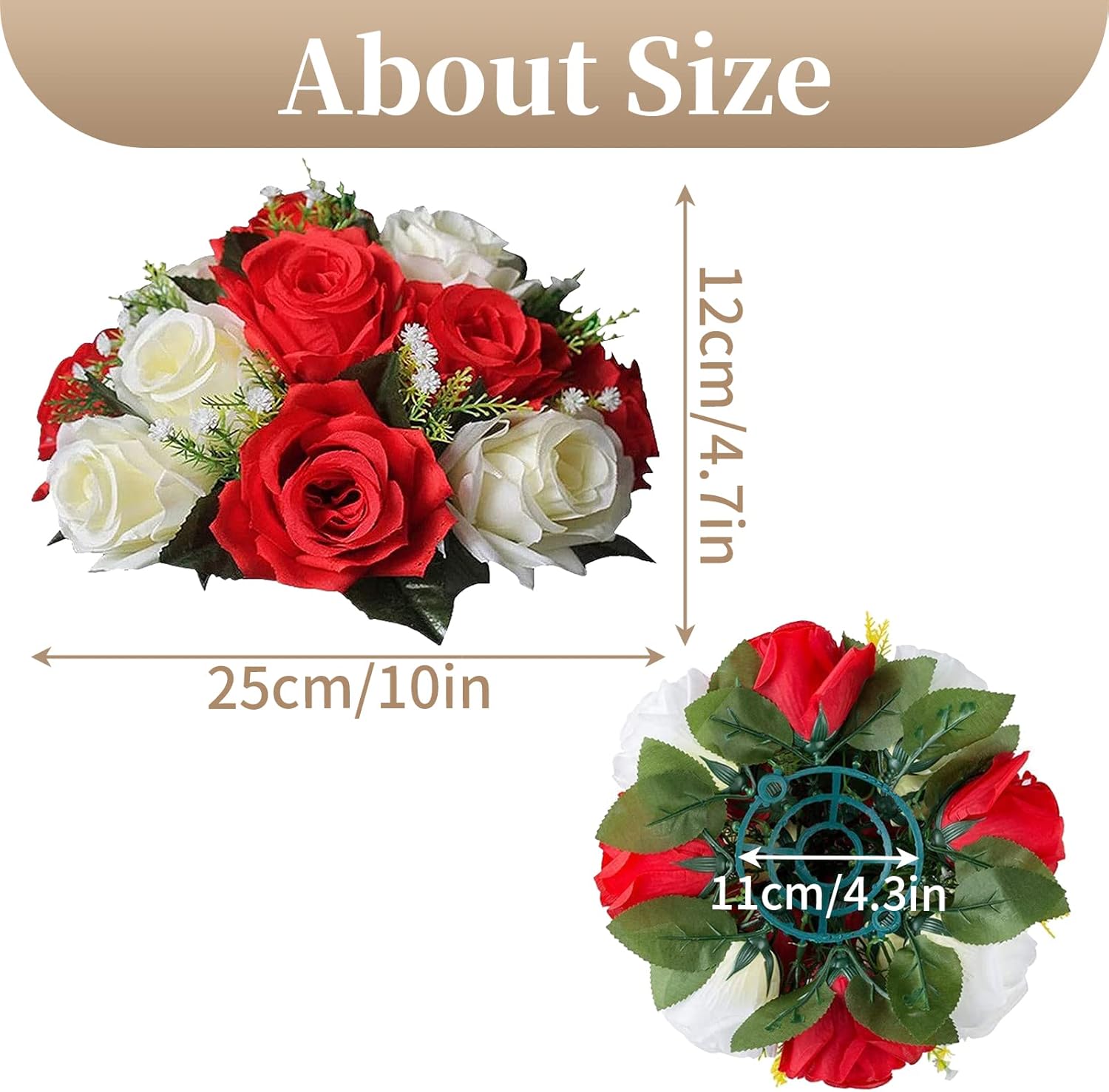 Sziqiqi Pack of 2 Fake Flowers, Silk Rose Flowers, Suit for Wedding/Party Centerpiece Road Lead Flower Rack Decorations, 2 Pieces - Image 5
