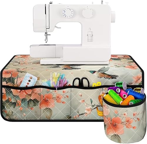 Miniatura 98 de Estera de máquina de coser con flores brillantes y florales bohemias, reduce la vibración, antideslizante, organizador duradero