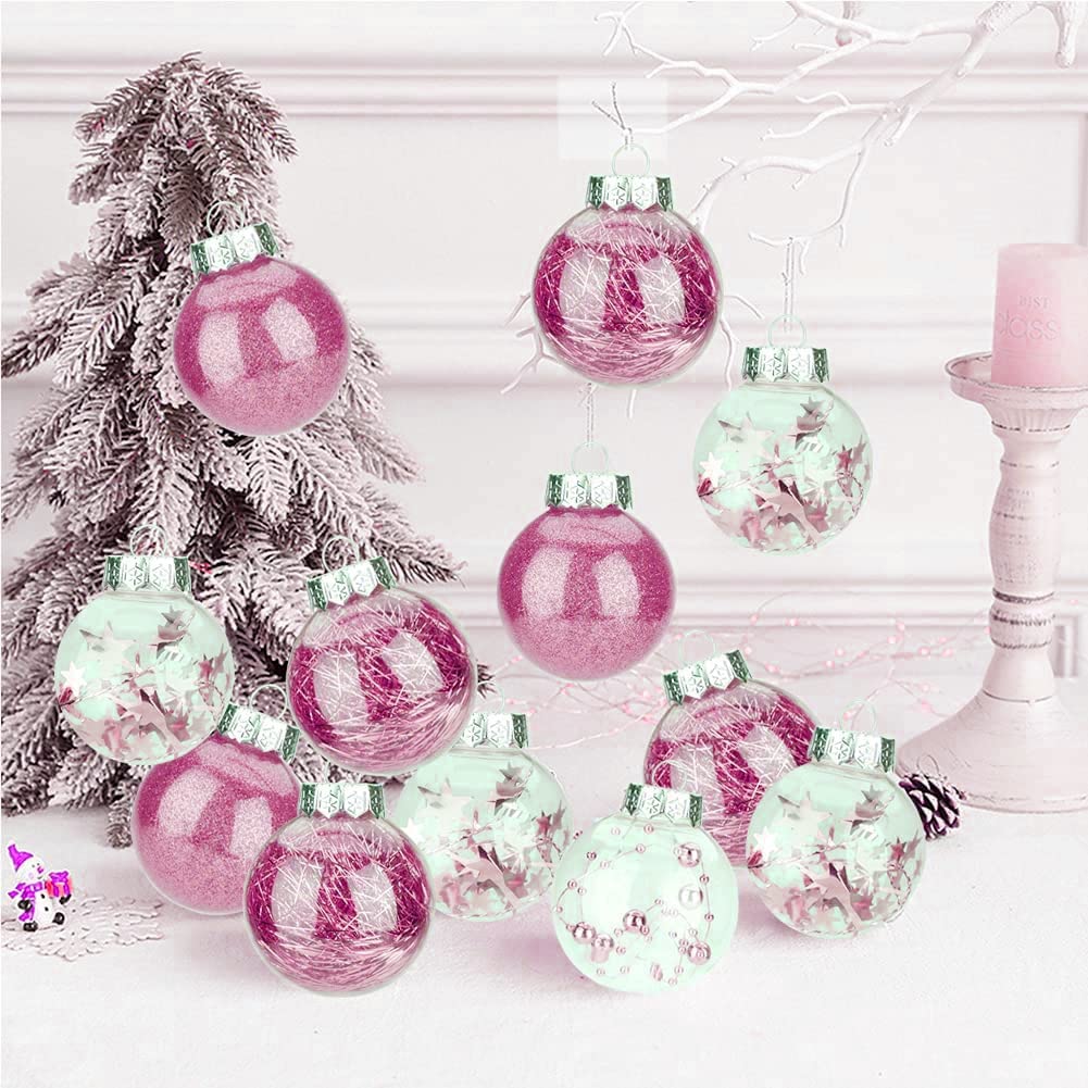 Weihnachtskugeln, 24Pcs 6CM Weihnachtskugel Kugeln Sortiert Anhänger Bruchsicheres Ornament Set Weihnachtsbaum Dekorationen Hängende Dekoration Partydekoration Anhänger (Rosa)
