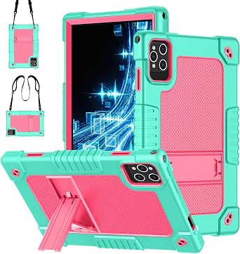 for MEIZE D115 10.1 Inch Tablet Case Shoulder Strap Stand Friendly Case for ANTEMPER D106/ Digiland S10 10.1 inch/DOMATON D105/Relndoo YOBANSE T618/Digiland DL 1050 10.1 inchGreenPink
