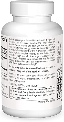 Miniatura 2 de Source Naturals NADH 10 mg, aumenta la energía y el estado de alerta mental, 10 tabletas