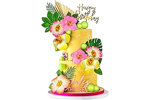 25 Piece Set of Hibiscus Cake Toppers for Aloha Vibes