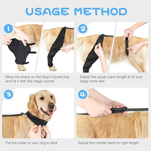 Miniatura 4 de Rodillera ajustable para perro  Soporte para piernas de perro ACL para apoyo con lesiones de ligamento cruzado, dolor articular y dolor muscular,