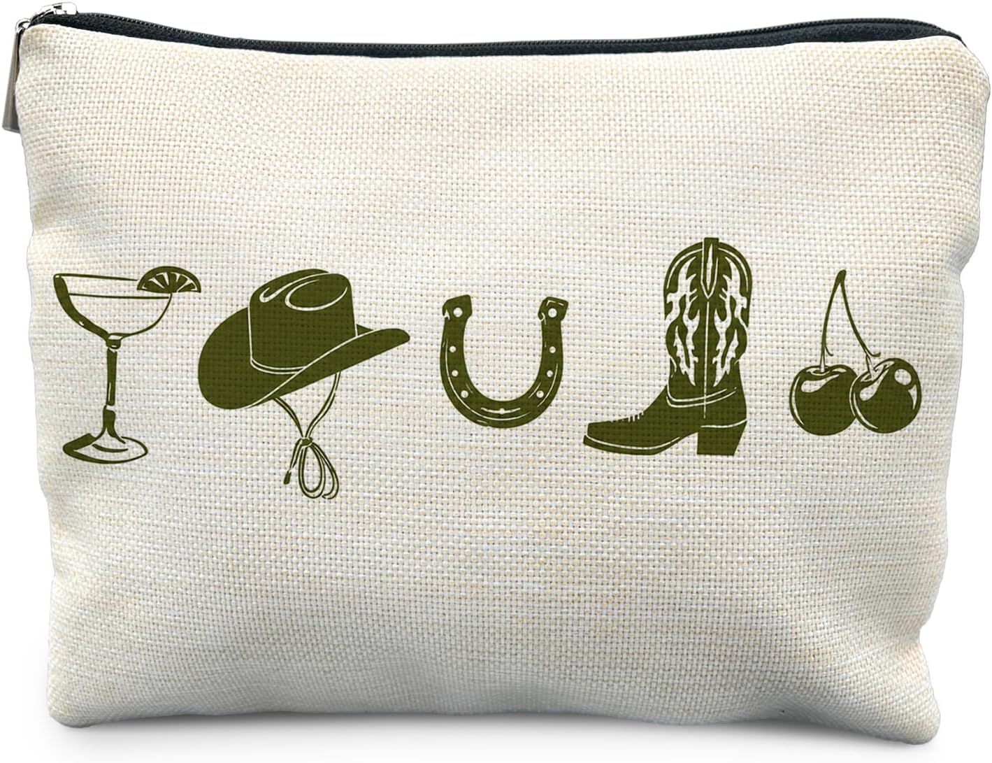Olive Green Western Cowgirl Makeup Bag for Purse