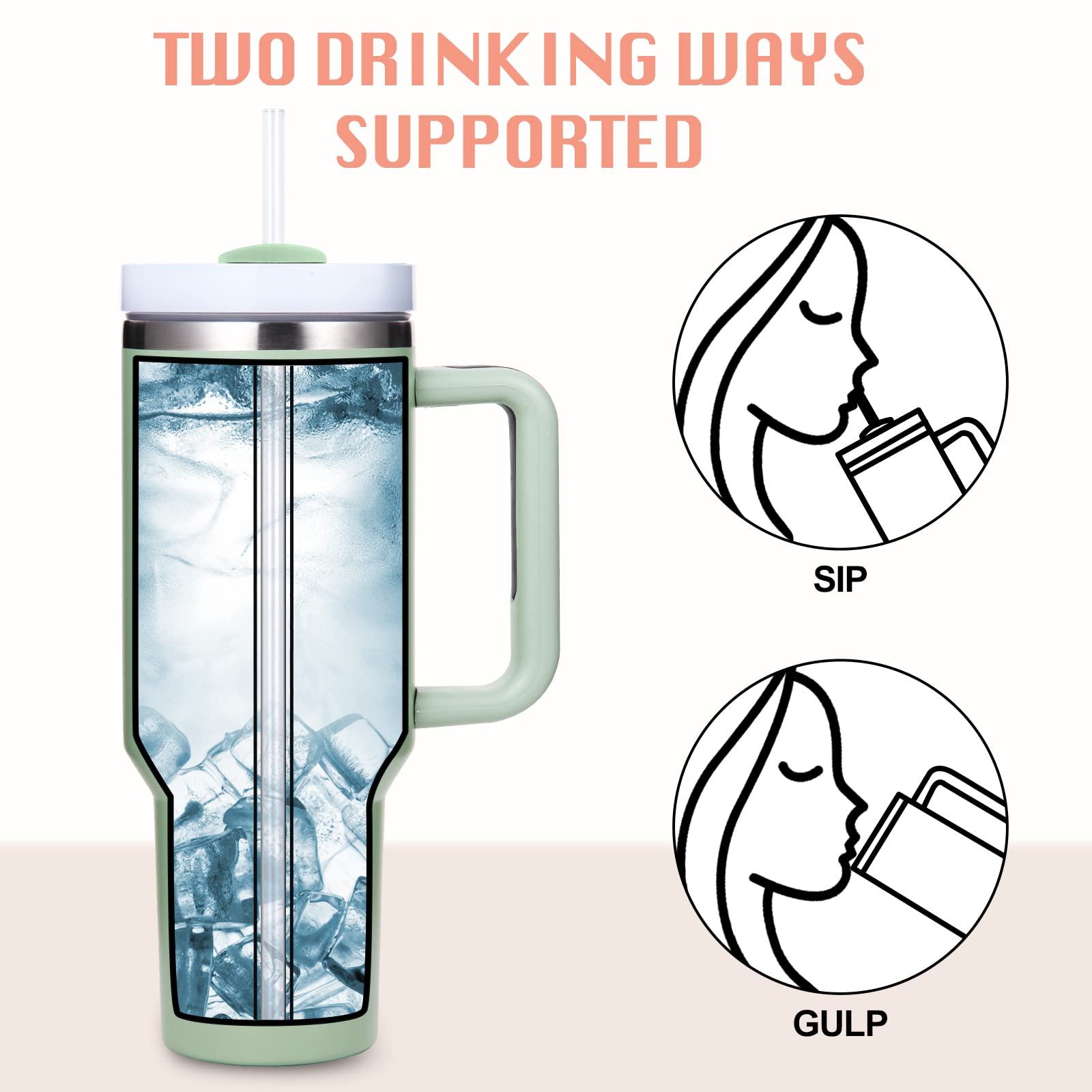 Vaso de acero inoxidable aislado con asa y tapa con pajita, taza de viaje reutilizable para bebidas frías, perfecta para café helado en casa o sobre la marcha